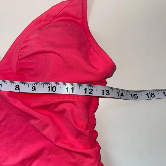 Athleta Hot Pink Halter Triangle Ruched Tankini Swim Top Small Women’s - Picture 6 of 10
